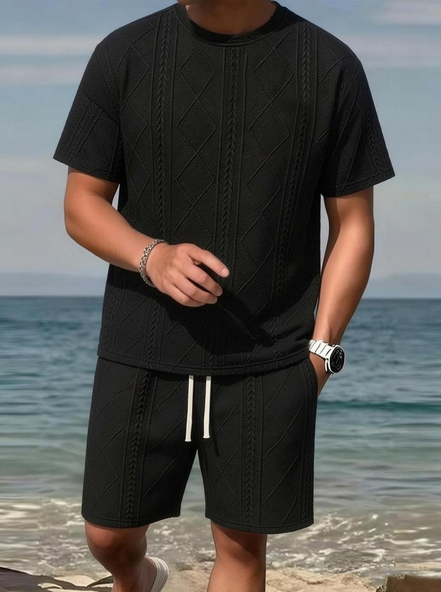 Men's Breathable Textured 2-Piece Summer Set