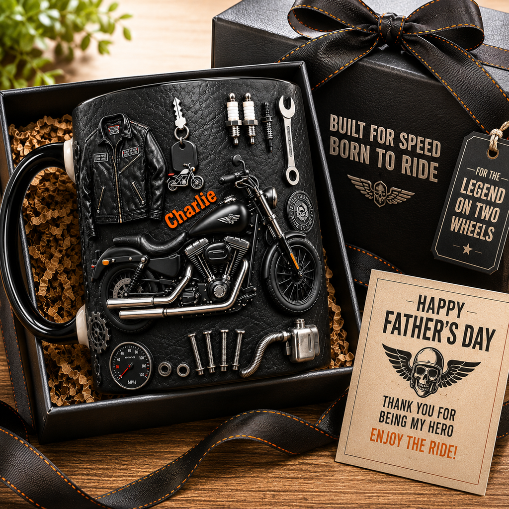 Personalized Biker Mug 3D Effect – Custom Name Motorcycle Gift for Riders & Motorcycle Lovers